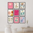 thumbnail image 3 of PixonSign Framed Canvas Print Wall Art Set - Pink Colorful Garden Flower Variety Poster Arts - Set of 9 Nature Wilderness Floral Botanical Vintage Wall Décor for Home Decoration - 12"x16" Black, 3 of 5