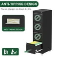 thumbnail image 6 of 4-Drawer Mobile File Cabinet Black Vertical Metal Filing Cabinet with Lock Wheels for Home Office Adjustable Legal/Letter Size Storage, 52.28" H, 6 of 9