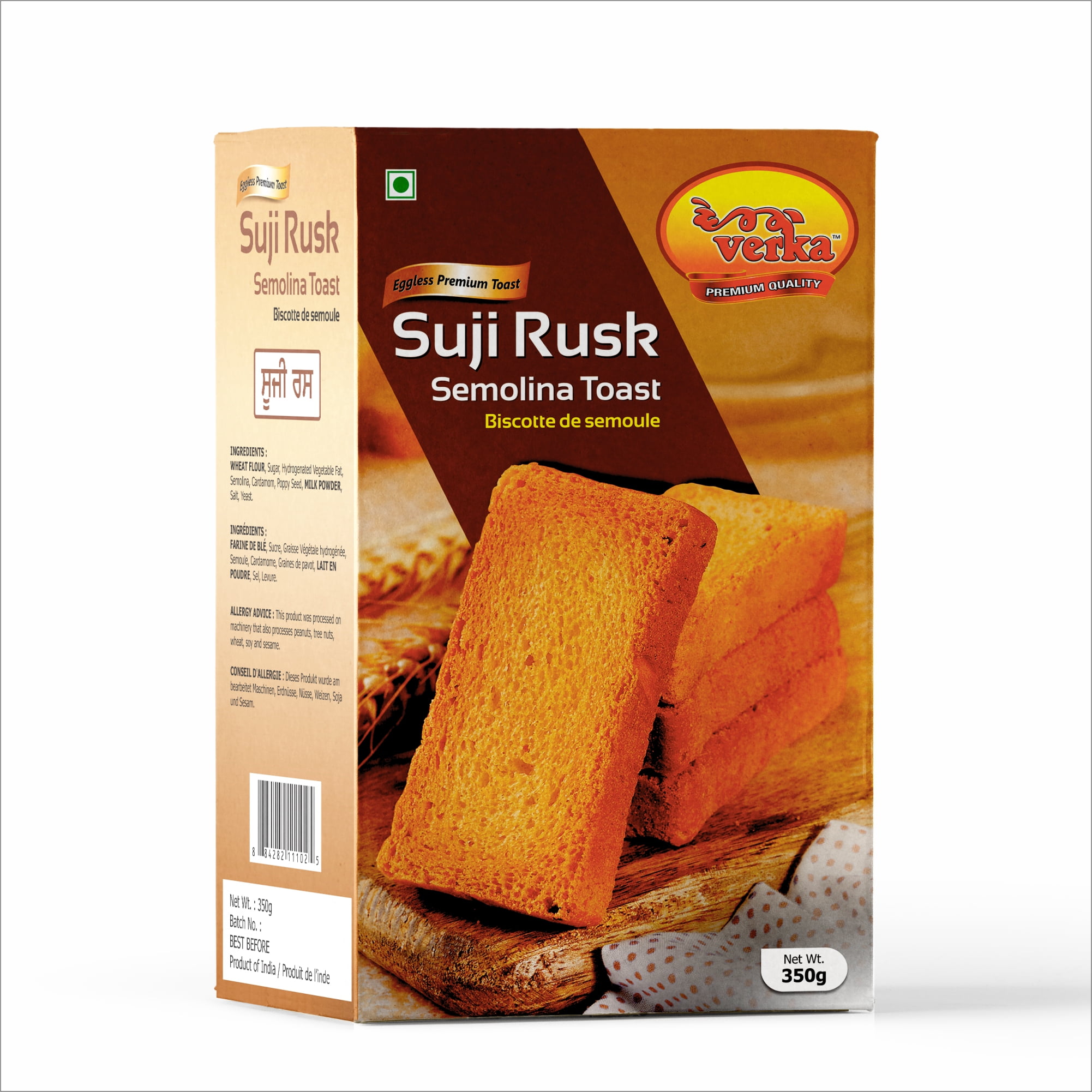 Verka Eggless Suji Rusk, 350g, Semolina Toast