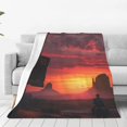 thumbnail image 1 of Fotbe Sunset Western Desert Cowboy Manta de Franela Acolchonada con Estampado, Súper Suave y Esponjosa, Extra Grande para Sofá, Cama, Uso Todo el Año-40"x30", 1 of 7
