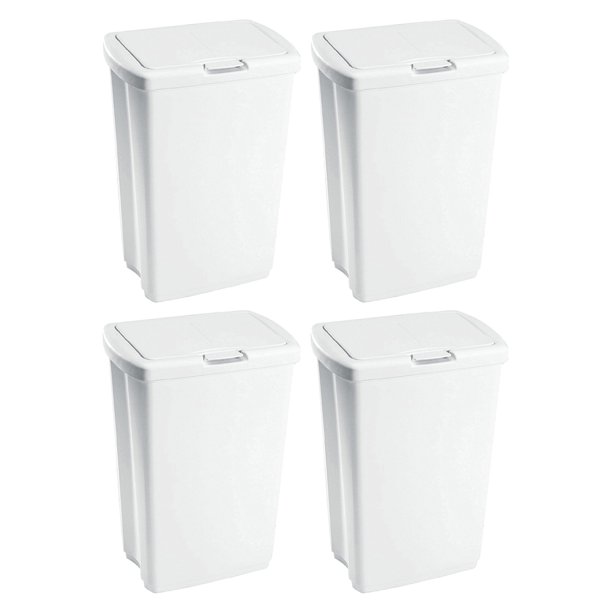 Rubbermaid 13.25 Gallon Rectangular SpringTop Lid Wastebasket, White