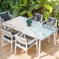 thumbnail image 2 of Ombre Brown Blue Table Cloths for 4 Foot Rectangle Tables, Summer Coastal Ocean Sea Beach Wave Patio Waterproof Elastic Fitted Tablecloths, Washable Rectangular Table Cover for Camping, 2 of 8