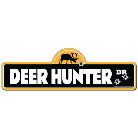 Deer Hunter Street Sign | Indoor/Outdoor | Funny Home Decor for Garages, Living Rooms, Bedroom, Offices | SignMission personalized