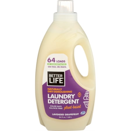 Better Life Natural Laundry Detergent Liquid, Lavender Grapefruit, 64oz Pack Of 4