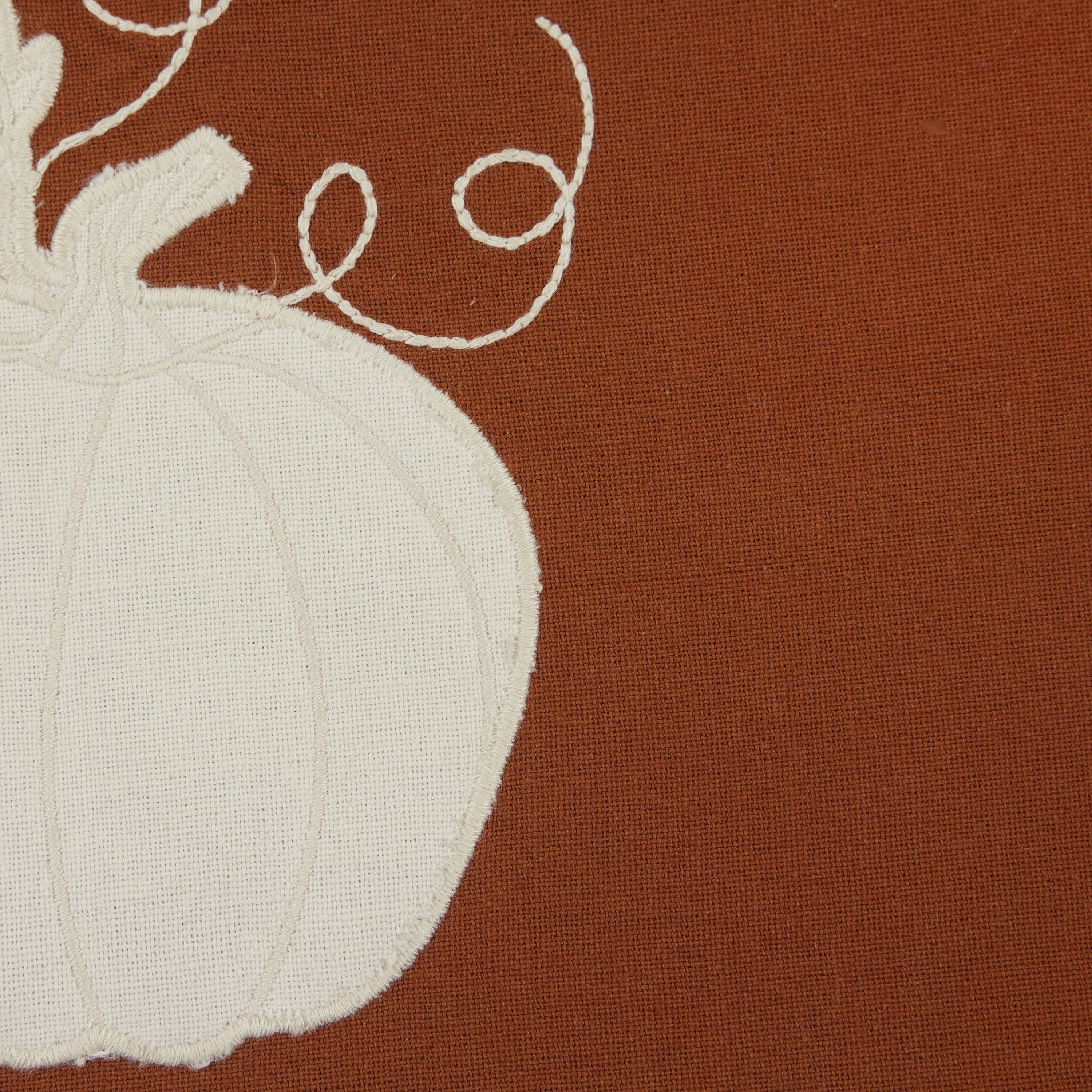 Pumpkin Applique 4 Pack Table Placemat Set - 13" x 19" - 100% Cotton, Orange