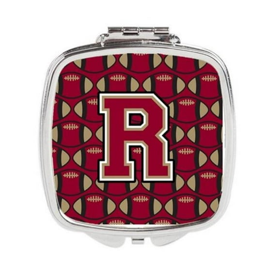Letter R Football Garnet & Gold Compact Mirror