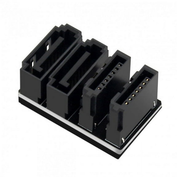 CY Dual SATA 7Pin Female to 7Pin Male 360 Degree Angled Adapter Low Profile for Desktops SSD HDD Mainboard Motherboard