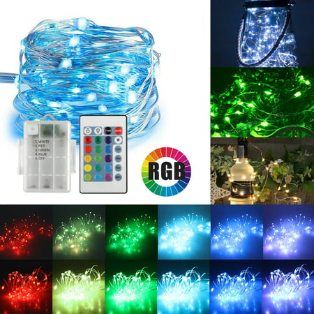 TSV 16ft 50LED Copper Battery Powered Multi Color Changing String Lights With Remote