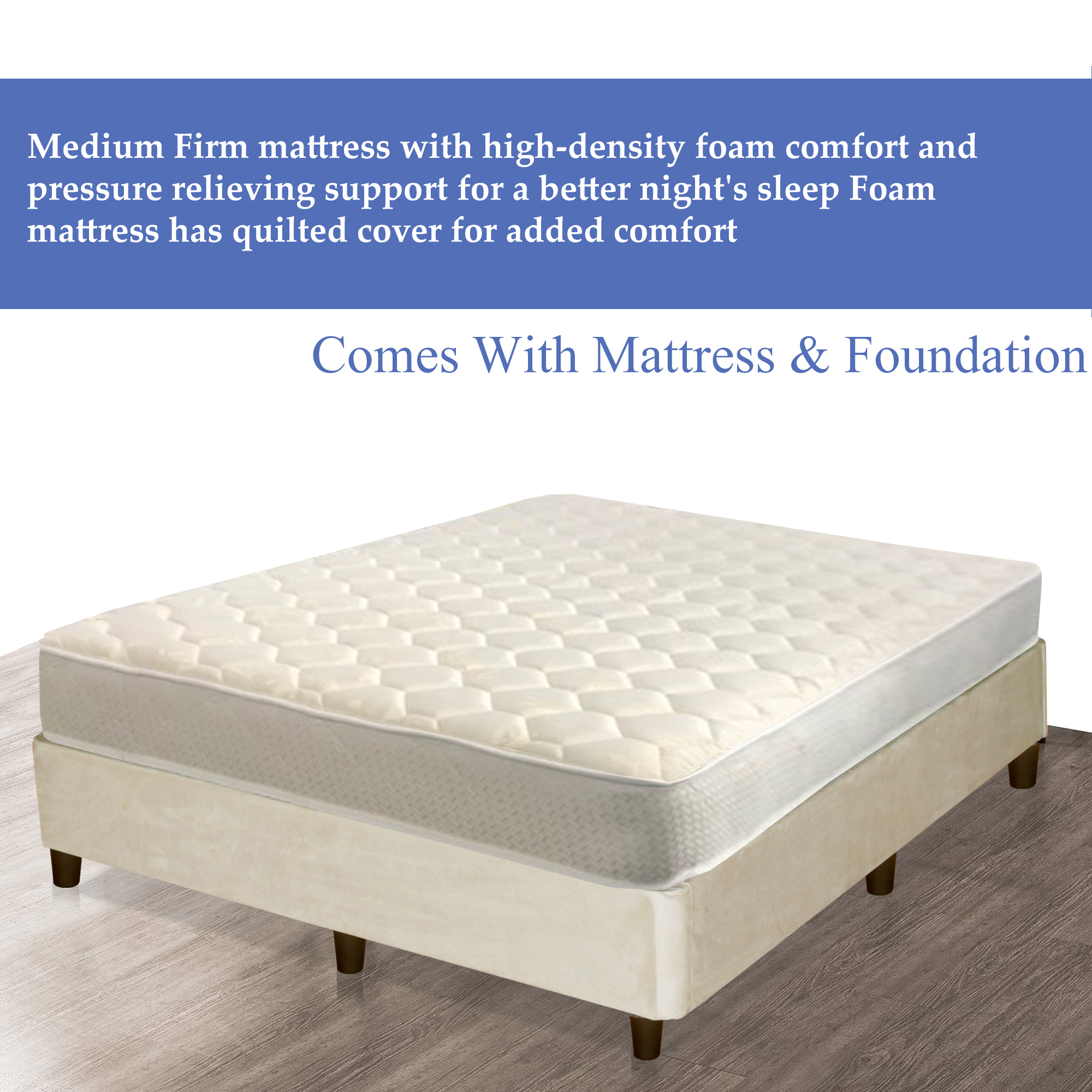 Gowtun Medium Firm 5 inch High Density Poly Foam Mattress And 8Inch Plateform Bed For Mattress
