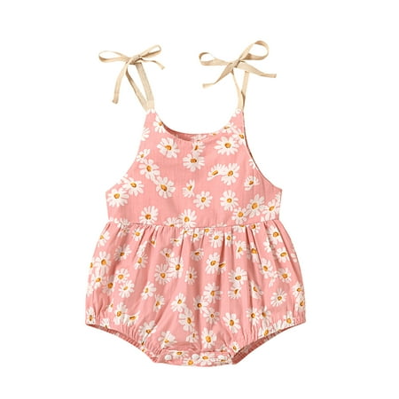 

EYIIYE Baby Girl Floral/Leopard Off Shoulder Sling Romper