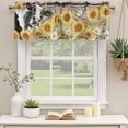 thumbnail image 3 of 2 Pack Valances for Windows, Retro Farmhouse Flower Window Valances for Living Room/Bedroom/Bathroom, Yellow Sunflowers Cow Barn Doors Brown Light Filtering Kitchen Curtain Valance 54"W x18" L, 3 of 9