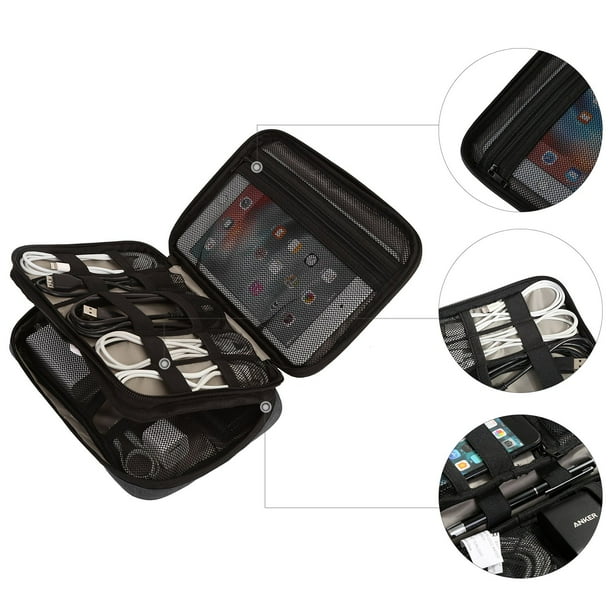 BAGSMART Electronic Organizer Travel Cable Organizer Double Layer Electronics Accessories Bag for Tablet 7.9
