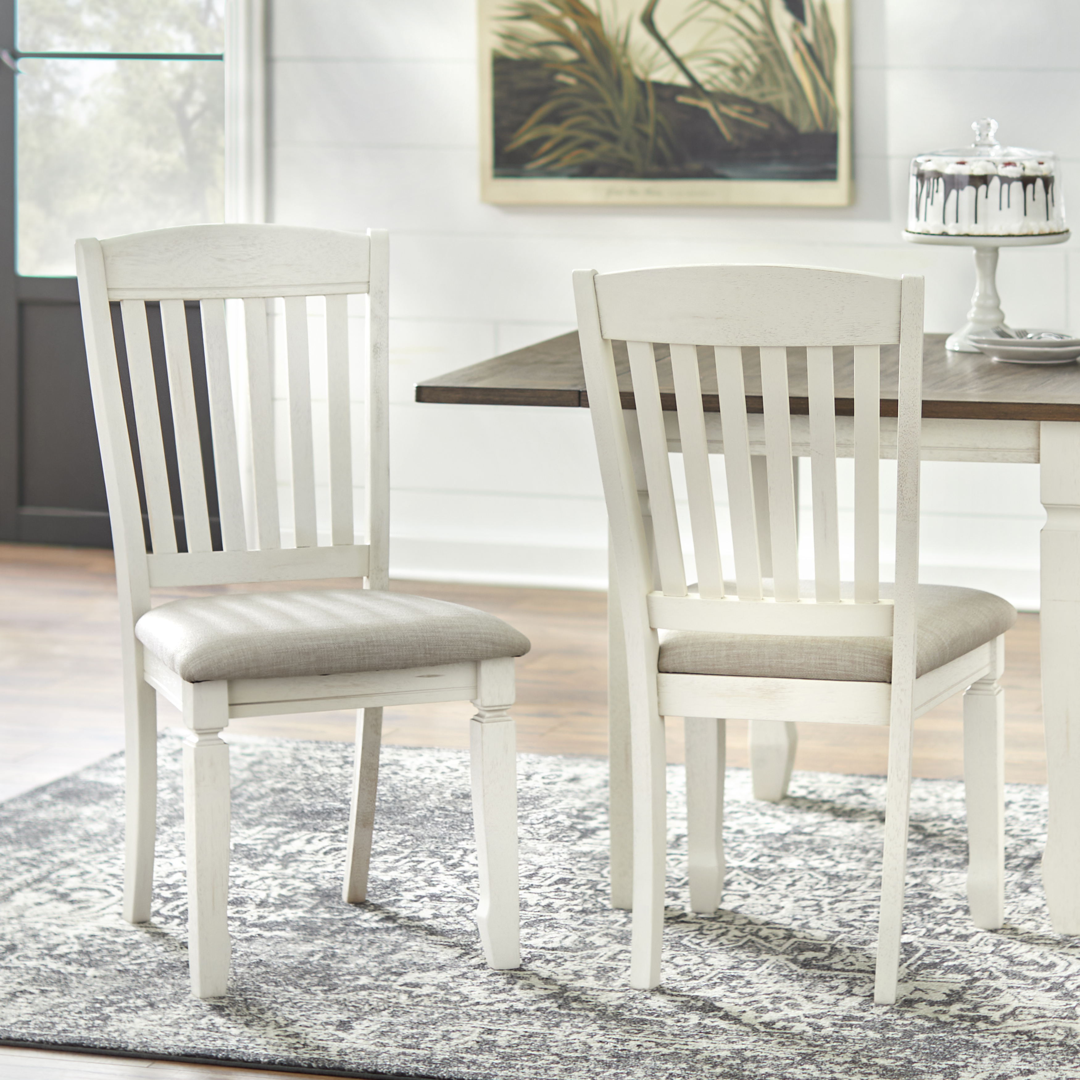 TMS Maryland 5-Piece Indoor Dining Set, Includes Drop-Leaf Table and Chairs, Walnut/Antique White