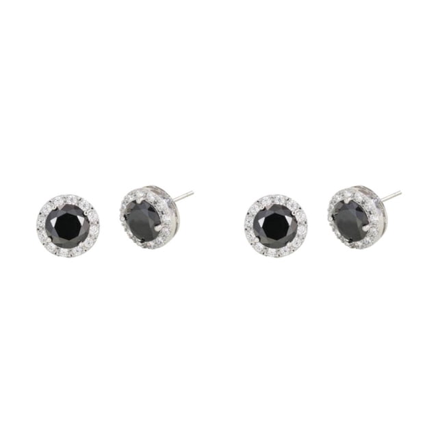 Minnieouse 1 par de aretes para mujer con diamantes de imitación a la moda para niñas y damas Negro 2Conjunto