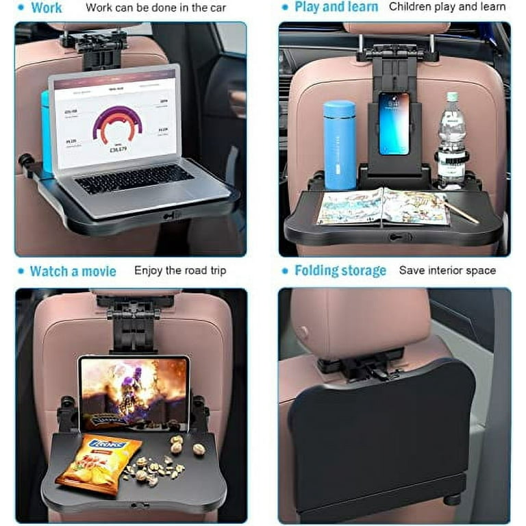 Car Folding Table Rear Seat Organizer Pad Laptop Beverage Holder Table Tray  Car