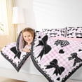 thumbnail image 4 of Castle Fairy Kawaii Bow-Tie 3 Pieces Queen Comforter Set for Kids Girls Boys,Geometric Plaid Ultra Soft Bedding Sets,Love Heart Print Bedding Comforter Set,Luxury Bedroom Decor, 4 of 8