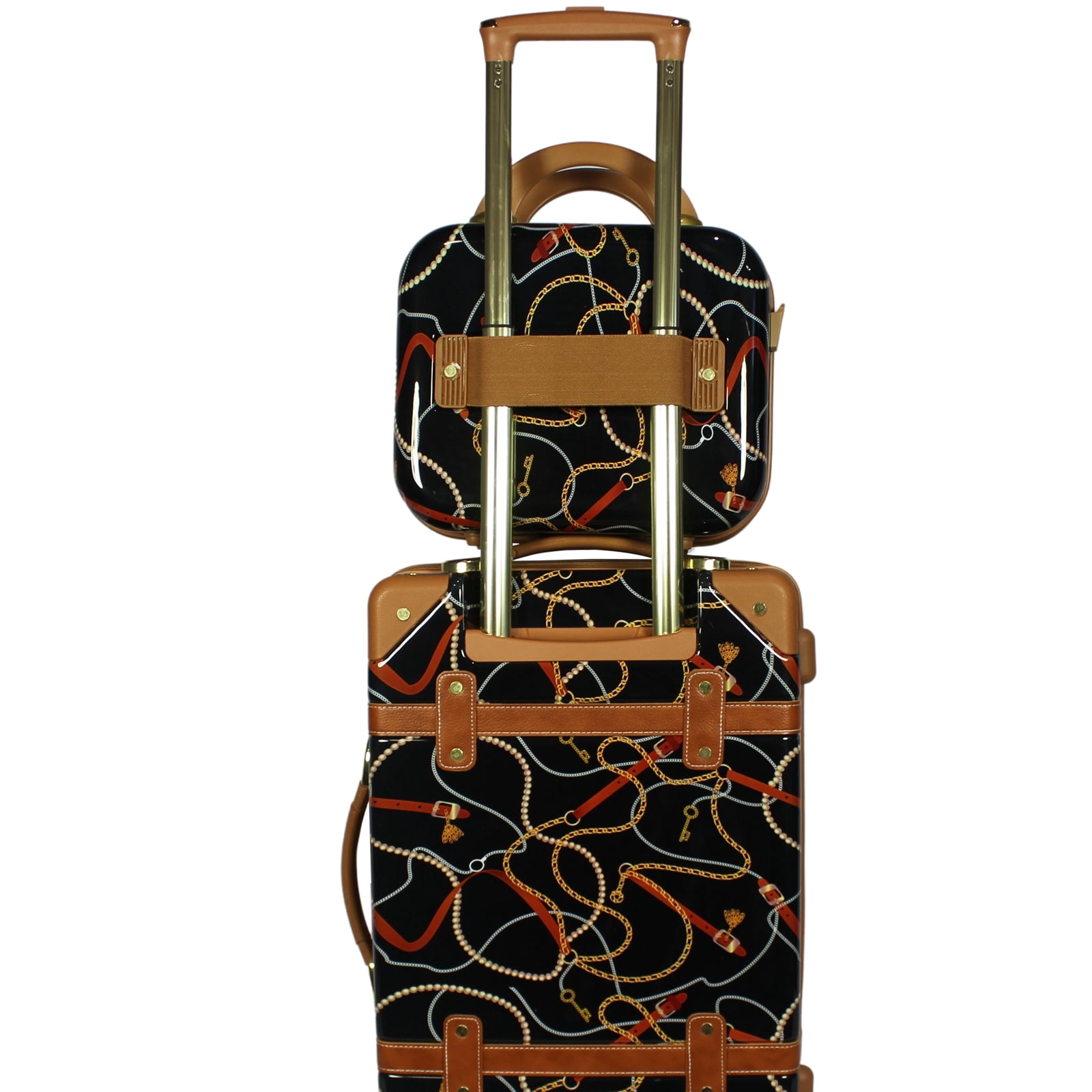 World Traveler Chariot Vintage Trunk Style Cosmetic Case - Posh Black