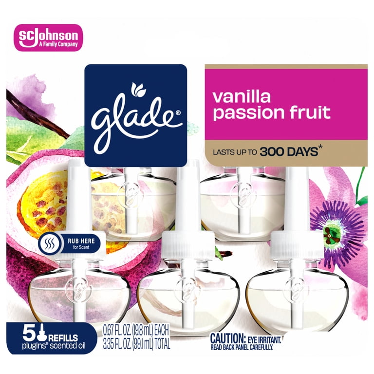 Glade PlugIns Scented Oil 5 Refills, Vanilla Passion Fruit, 3.35