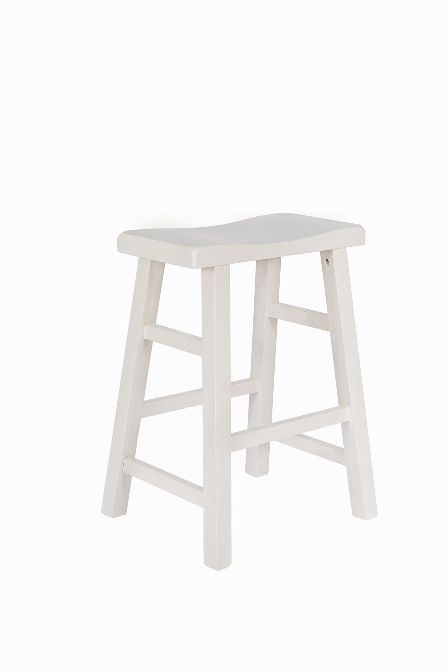 eHemco Heavy-Duty Solid Wood Saddle Seat Kitchen Counter Height Barstools, 24 Inches, White, Set of 3 - image 3 of 6