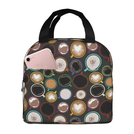 Insulated Lunch Bag for Women Men - Colourful Mug Coffee Print Leakproof Cooler Lunch Box for Women Men  Lunch Tote Bags for Work School Picnic Travel