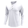 thumbnail image 2 of Mens Fashion Henley Shirts Long Sleeve Button Cotton T-Shirt Crewneck Sweatshirts Casual Slim Fit Tops Comfy Basic Shirts Lightweight Pullover Workout Shirt, 2 of 4