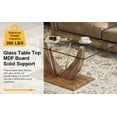 thumbnail image 6 of 43" Dining Table, Modern Minimalist Transparent Glass Coffee Table with Wood Legs and Stainless Steel Columns, Multi-Function Kitchen Table for Dining Room, Kitchen, Living Room, Office, Wood, 6 of 9
