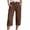 Brown, variant on Women's Plus Size Capri Pants High Waisted Wide Leg Loose Fit Summer休闲裤 with Pockets Drawstring Elastic Waist Solid Color