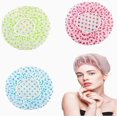 thumbnail image 1 of Shower Cap, 3 Pieces Waterproof Shower Cap, Reusable Bathing Caps, for Shower, Spa, Makeup, 1 of 5