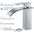 thumbnail image 5 of Grifo de baño moderno con cascada, grifo de lavabo con diseño elegante, grifo mezclador de latón, agua fría y caliente disponible, altura del caño 120 mm, accesorios cromados G 3/8, 5 of 5