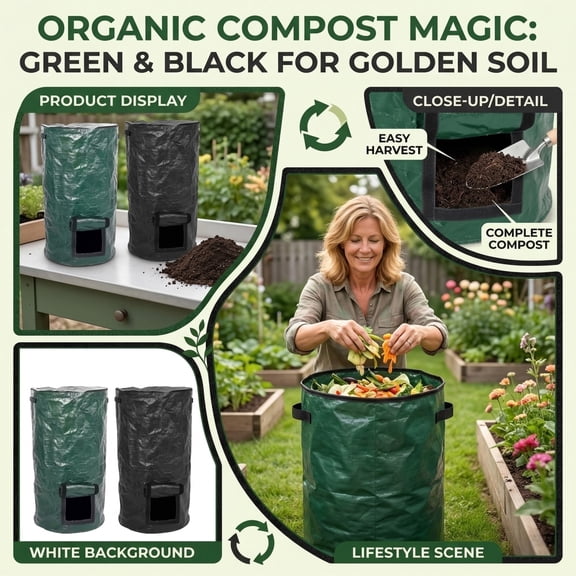 Kitchen Compost Bin | Waste Container for Kitchen Counter | Outdoor Yard Waste Composting Bin for Home Garden Use