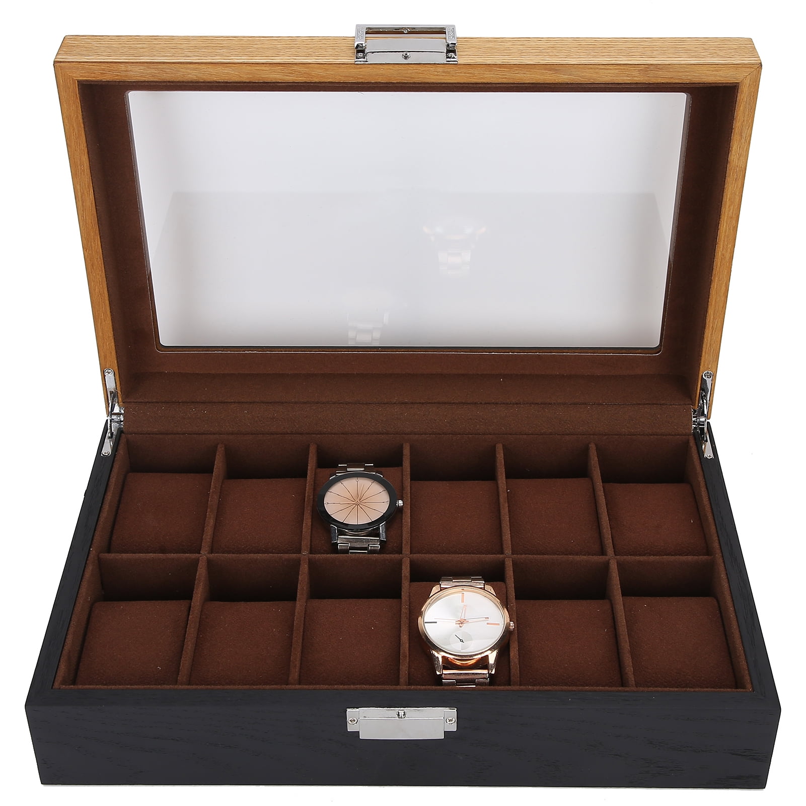 Noref Wooden Watch Box Watch Display Box 2 Color Classic Watch Case Watch Collection Box 12 Slot Husband Friends Boyfriend For Father
