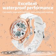 Findtime Ladies Sport Digital Watches Wrist Watch for Women with Waterproof Dual Time Date Luminous Back Light Week Alarm Stopwatch Count Down White Black Blue Green