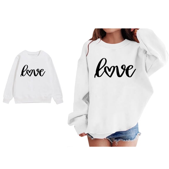 Kids Sweatshirts Girls Valentine Sweatshirt Long Sleeve Casual Love Letter Print Sweatshirts Crew Neck Pullover Sweatshirt 4-5 Years Old Boy Clothes