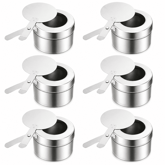 Stainless Steel Fuel Holder, Chafing Wick Fuel Holder with Cover, Buffet Warmer Warming Trays Perfect for Buffets Catering Events Party Supplies (6)