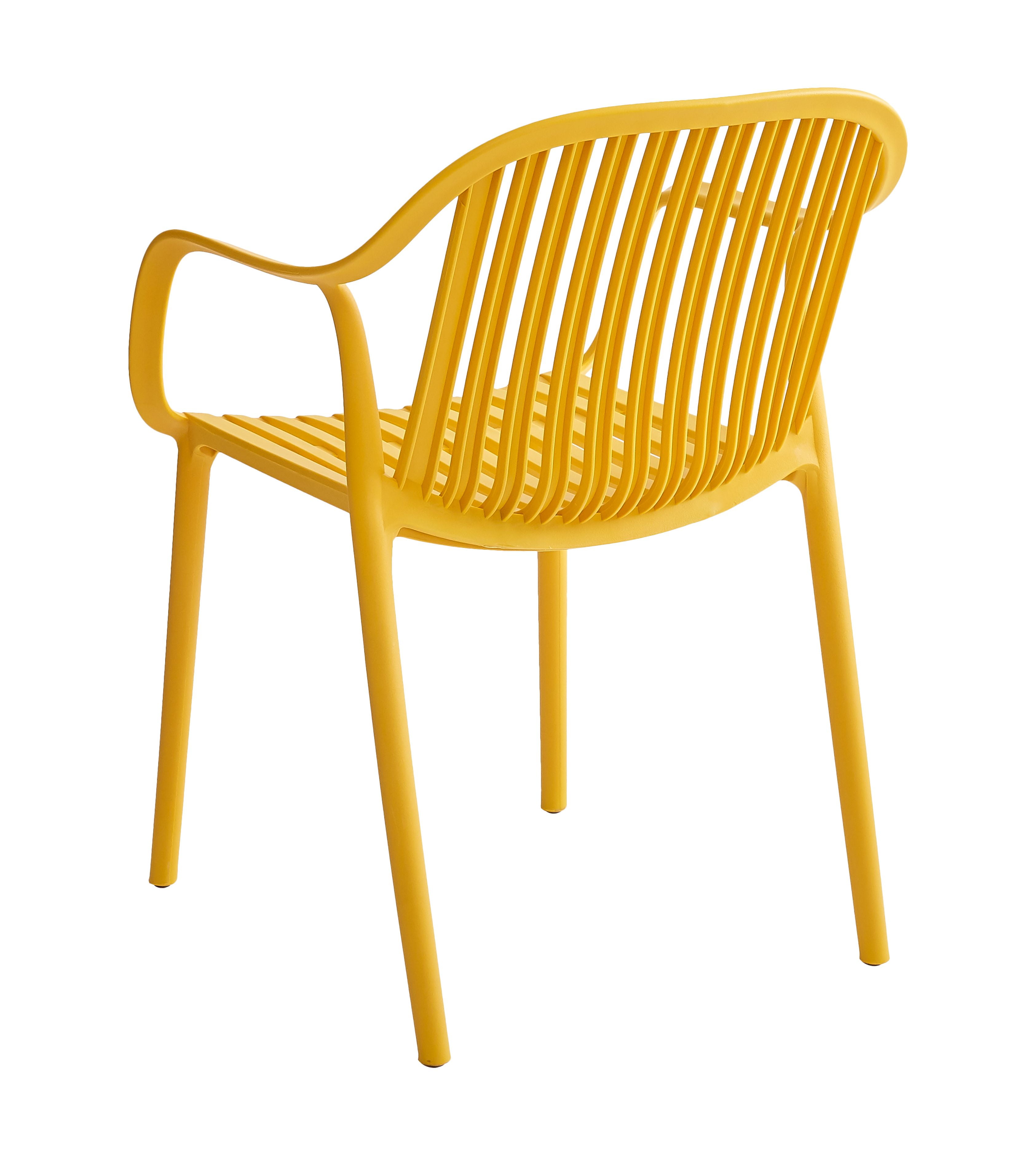 XDECO Stackable Dining Chairs Set, Breathable Modern Indoor/Outdoor Chair with Armrests & Backrest for Patios, Cafes,Home/Commercial Use, 250lbs Heavy Duty, Yellow