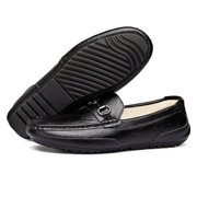 Winter Men's Casual Loafers Slip On Outdoor Fuzzy Furry Loafers Leather Warm Comfortable Shoes Male Driving Shoes Moccasins Classic Penny Loafer Flats Boat Shoes