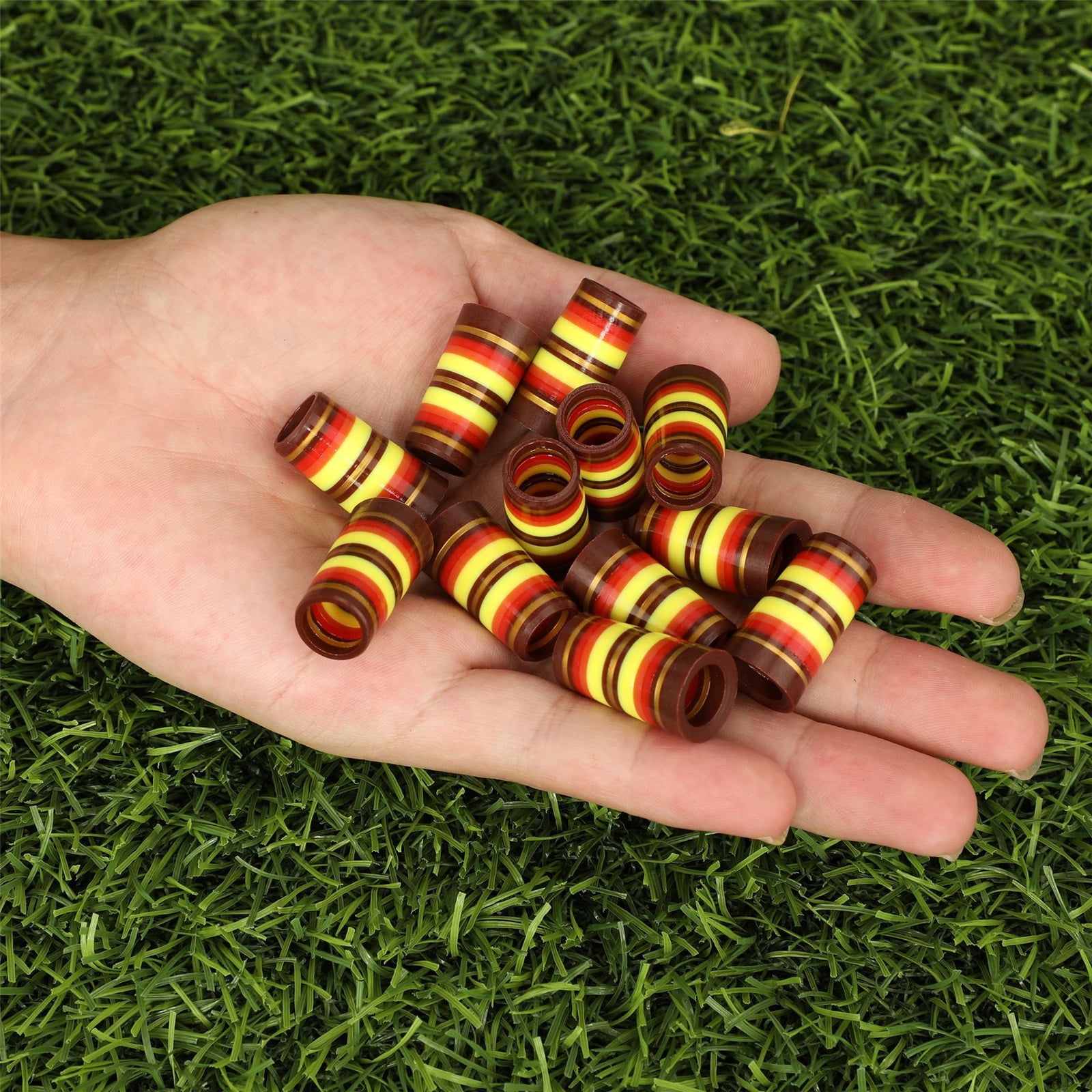 10Pcs Golfing Tapered Ferrules Fit 0.35Inch 0.37Inch Tapered and Parallel Shafts Colorful Striped Golfing Iron Ferrules