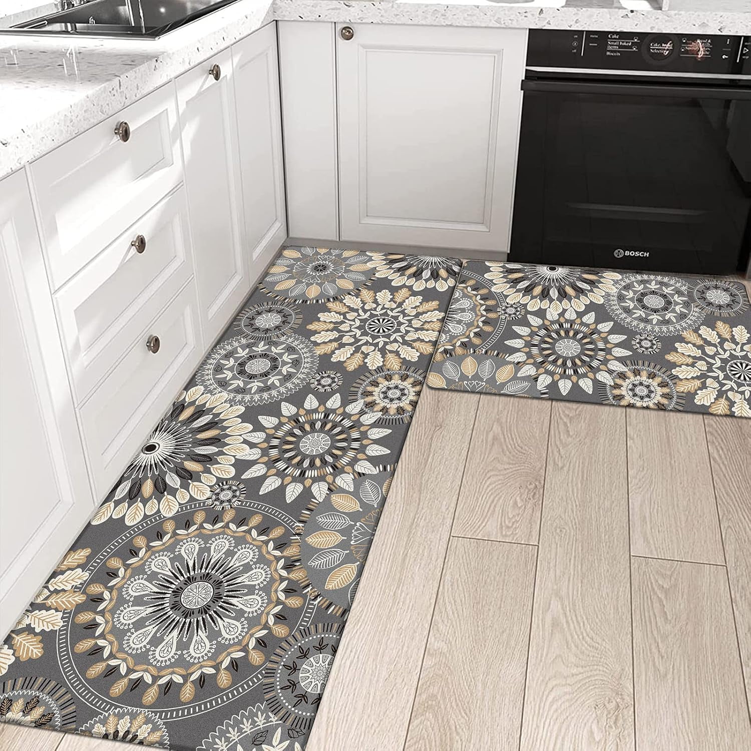 Boho Kitchen Rugs Set of 2 Anti Fatigue Mats for Kitchen Floor Cushioned Kitchen Rugs and Mats Non Skid Waterproof Kitchen Runner Comfort Standing Mat