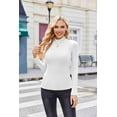 thumbnail image 4 of Ekouaer Women's Mock Turtleneck Long Sleeve Shirts Fall Ribbed Tops Fleece Basic Layering Soft Thermal Undershirts Tee, 4 of 7