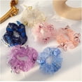 thumbnail image 4 of Bandas elásticas de malla kawaii para el cabello para mujer, lindas bandas para el cabello con encaje cosido, accesorios para el cabello con forma de mariposa y tul (color: morado), 4 of 5