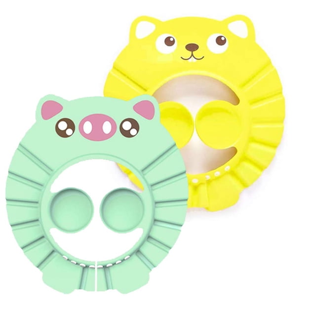 Gorro de ducha para niños, gorro de ducha para bebé, gorro de ducha suave y ajustable, con protección para los oídos Protege la cara y los ojos del agua y del champú para el cuidado del