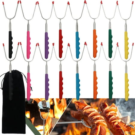 

Elbourn Marshmallow Roasting Sticks+Storage Bag 16 Pack 33’’ Telescoping Barbecue Forks for Campfire Grill Father s Day Gift