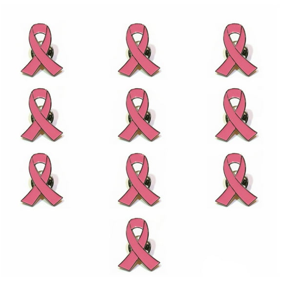 PAPADA 10Pcs/Set Womens Jewelry Enamel Pink Ribbon Brooch Pins Surviving Breast Cancer Awareness Hope Lapel Buttons Badges