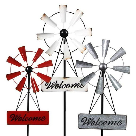 Exhort 8108154 40 in. Metal Welcome Windmill Stake, Multi Color - Pack of 6