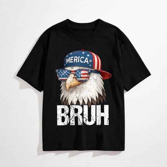 Bruh Fourth 4th of July Eagle American Patriotic Mens T-Shirt