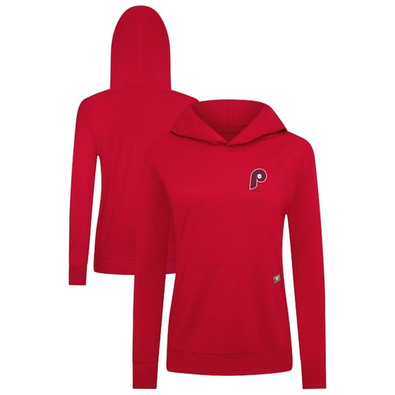 Women's Levelwear Red Philadelphia Phillies Cooperstown Collection Relay Core Logo Pullover Hoodie