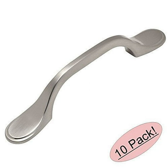 Cosmas 9533SN Satin Nickel Cabinet Hardware Footed Handle Pull - 3" Inch (76mm) Hole Centers - 10 Pack