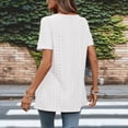 thumbnail image 4 of Mutghys T Shirts for Women Eyelet Embroidery Solid Color Button Front Short Sleeve Tunic Tops Soft Relaxed Lightweight Casual Homewear Summer Vacation Shirts, 4 of 9