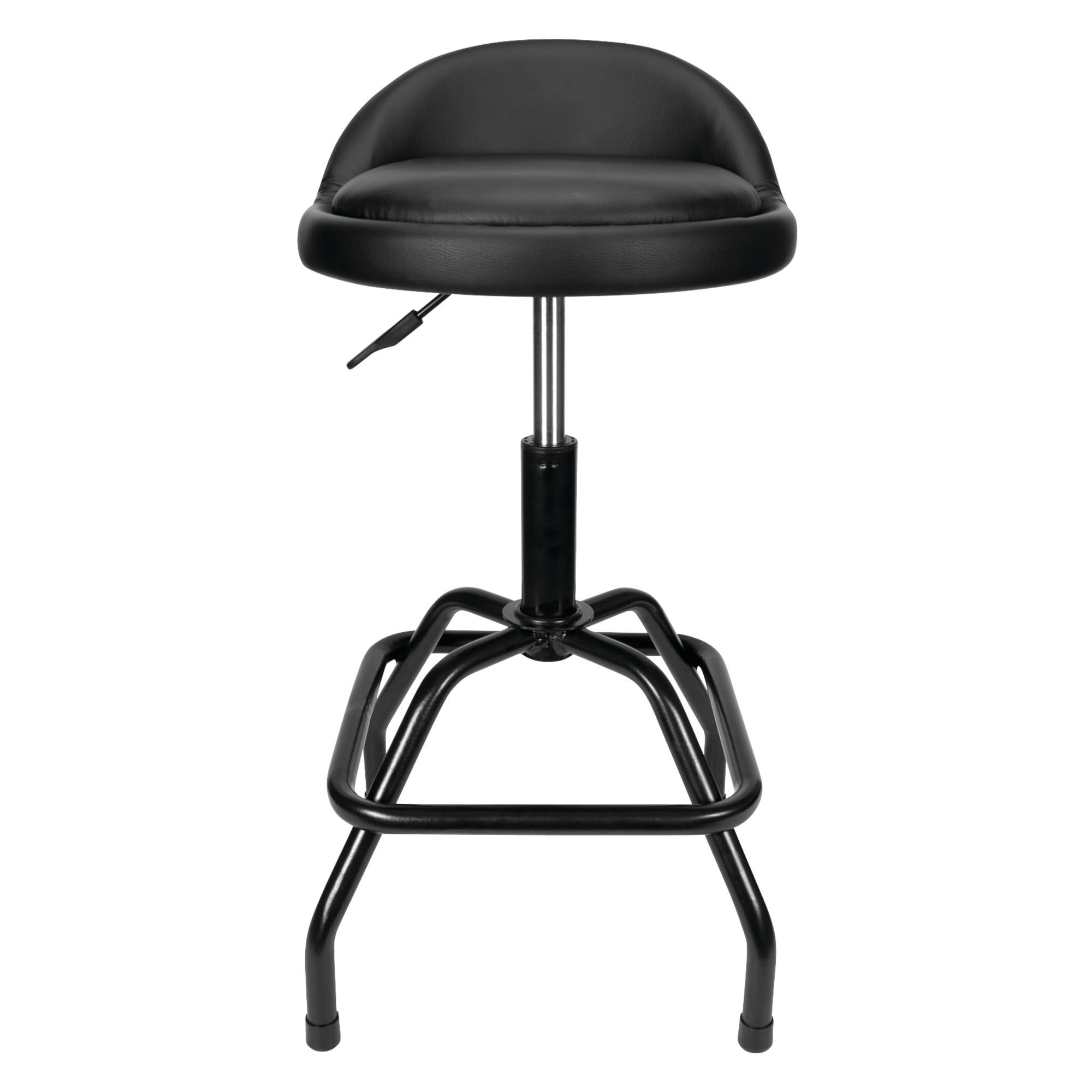 Performance Tool W85011 Pneumatic Swivel Bar Stool with Back Support, 360-Degree Swivel, Heavy Duty Steel Frame, Black