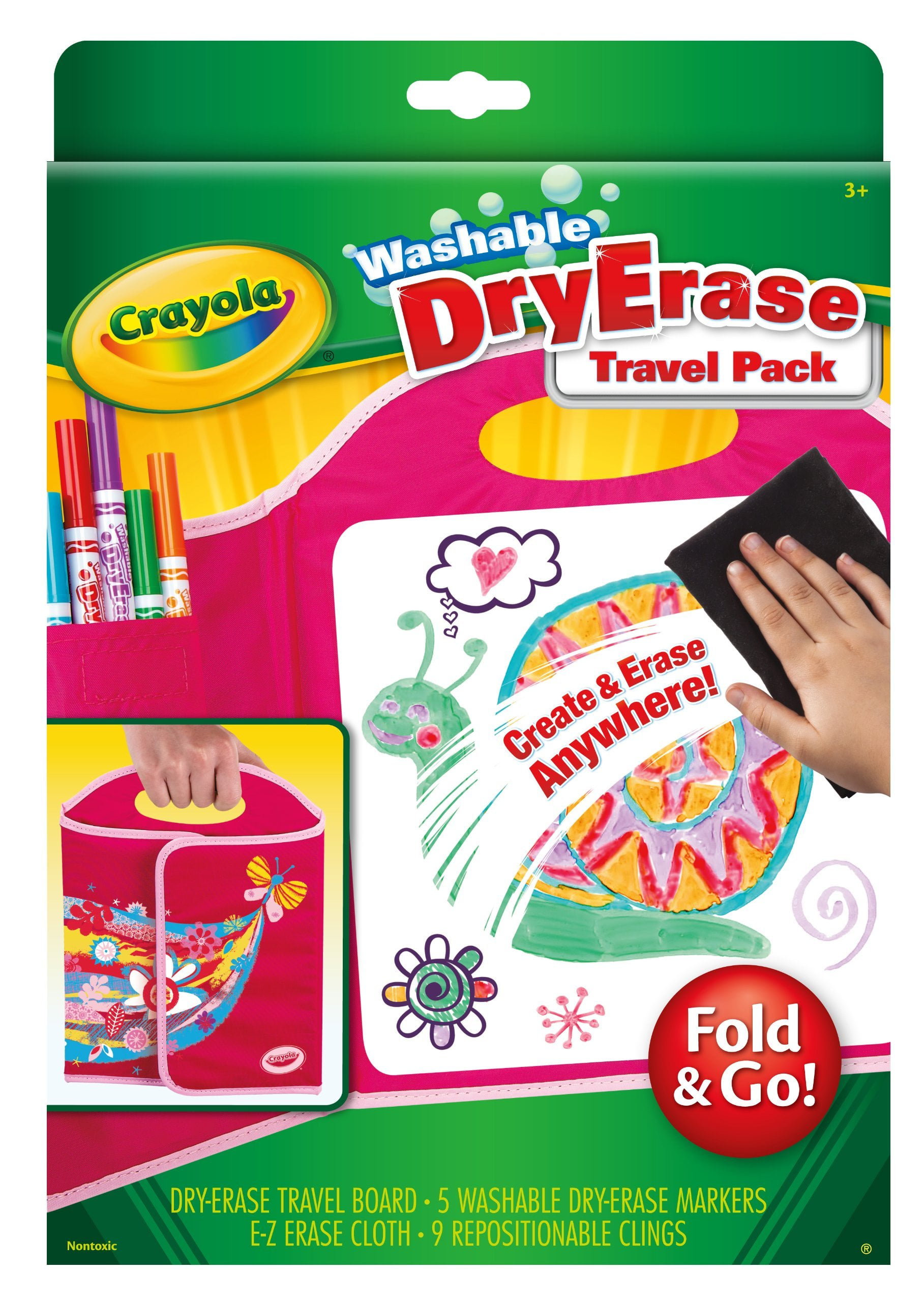 Crayola Washable DryErase Travel Pack, Fold & Go Travel Set Art Gift